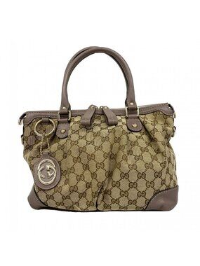 Gucci Handbag GG Canvas Brown Champagne Gold